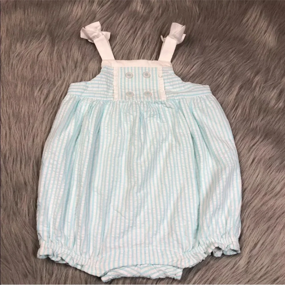 Gymboree 12-18 Months Blue White Striped Romper